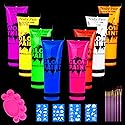 Lookmee Blacklight Neon Face and Body Paint , 0.84oz Set of 8 Tubes , Blacklight Neon Fluorescent