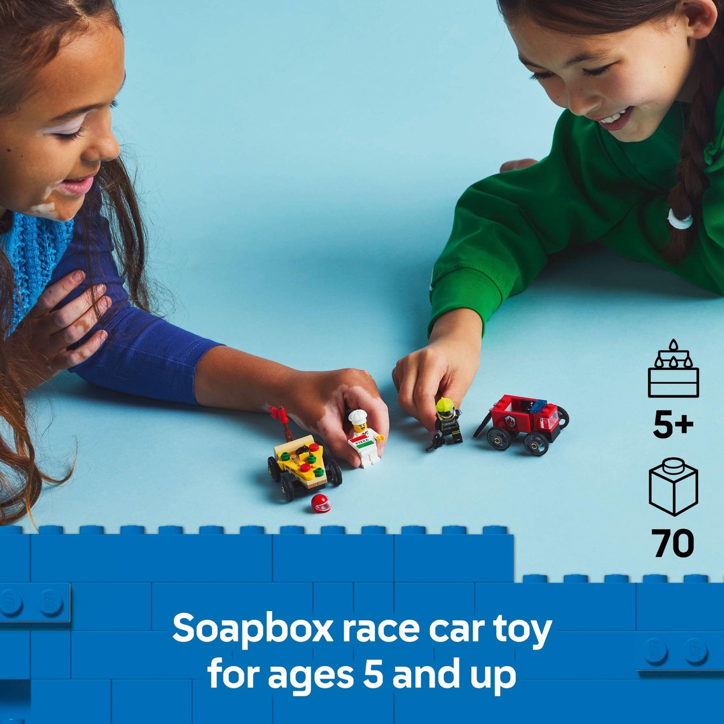 LEGO City Pizza vs. Fire Truck Race Car Pack 60458, Building Toy for Kids Ages 5+, Includes Chef & Firefighter Minifigures, Gift Idea