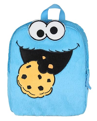 INTIMO Sesame Street Plush Cookie Monster Smile Face 12 Inch Backpack For Daily Use