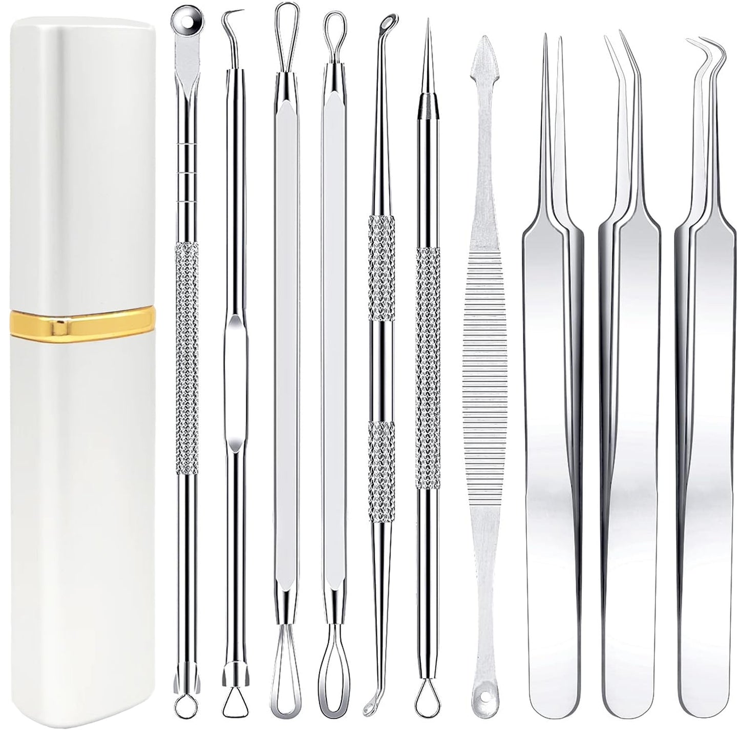 Pimple Popper Tool Kit - Boxoyx 10 Pcs Blackhead Remover Comedone Extractor Kit with Metal Case for Quick and Easy Removal of Pimples, Blackheads, Zit Beauty and Personal Care Boxoyx Default Title