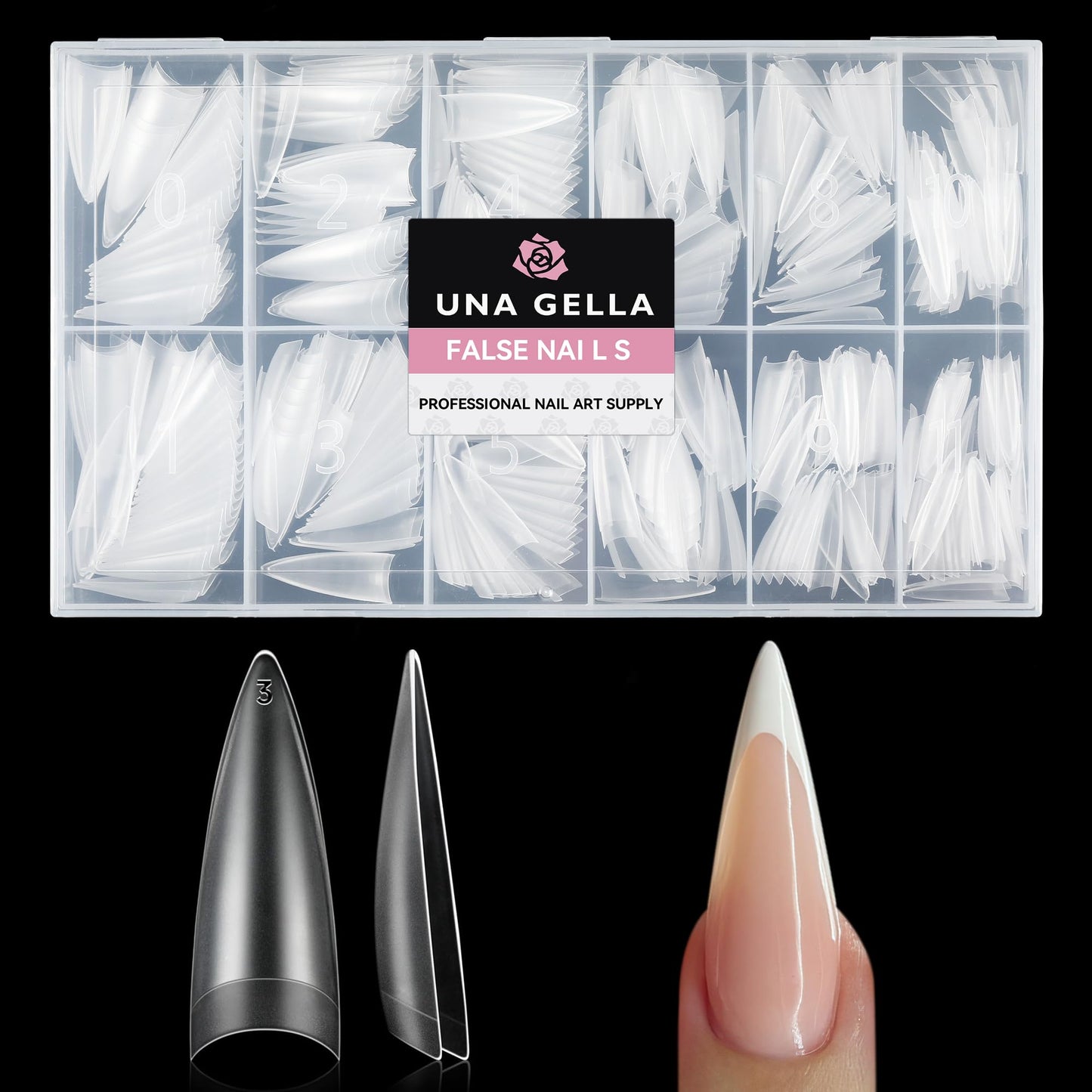 UNA GELLA Stiletto Gel Nail Tips 504pcs Long Stiletto Almond Clear Curved Nails Tips Half Cover False Fake Nails for DIY Press On Nails Extension Art Beauty and Personal Care UNA GELLA Default Title