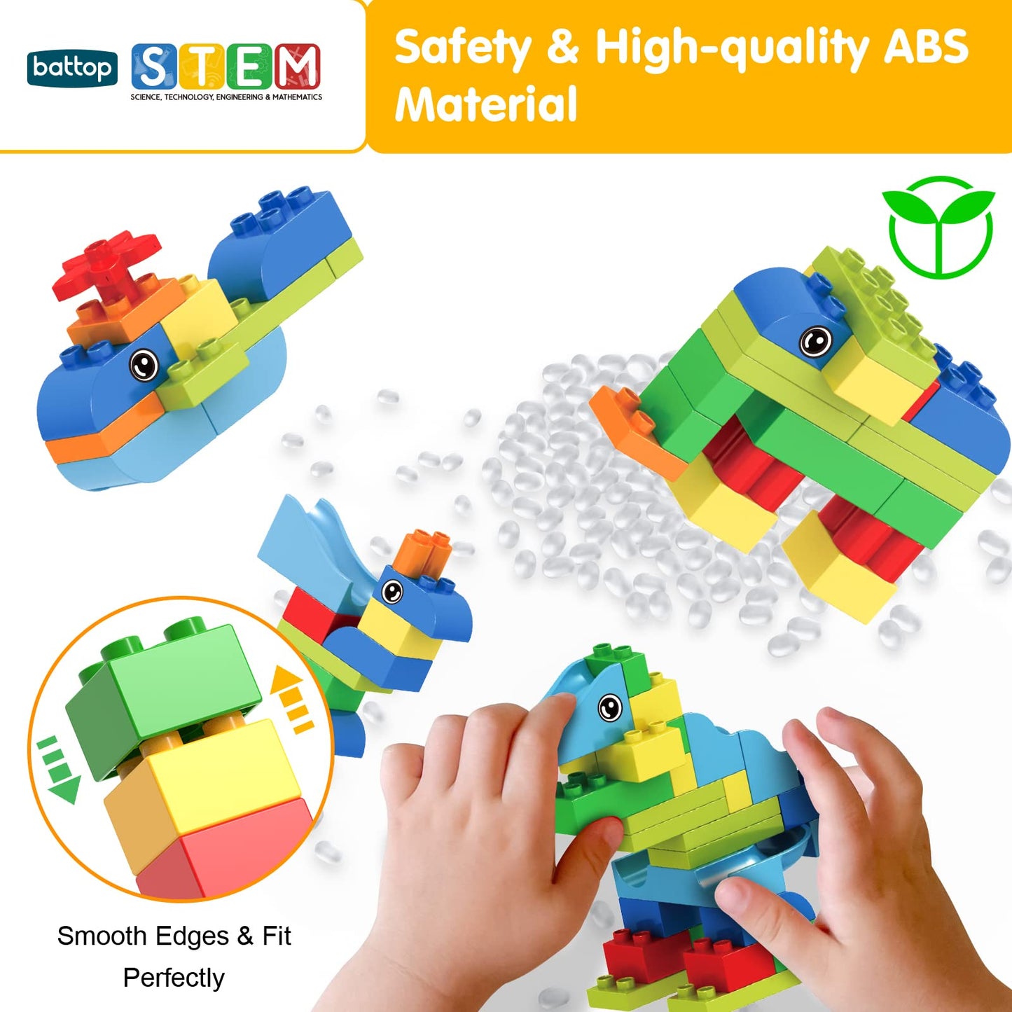 BATTOP Marble Run 167pcs Big Block Set – STEM Race Track Building Toy with 4 Balls for Kids Ages 4-8, Fun Christmas Gift for Boys & Girls