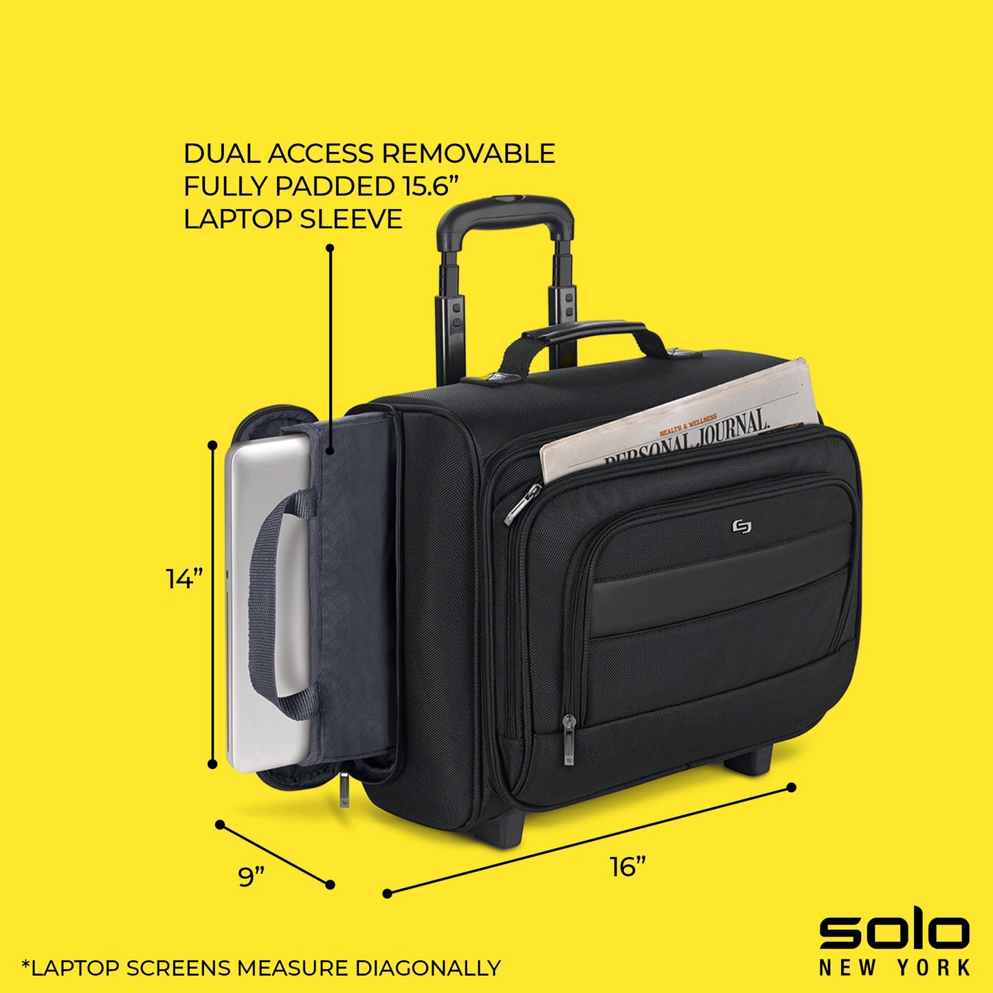 Solo New York Rolling Overnighter Catalog Case with Wheels - Roller Laptop Bag, Wheeled Briefcase for Women & Men, Carry On Size for Travel, Fits