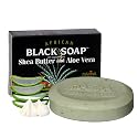 Madina African Black Soap Bar - Shea Butter, Aloe Vera, Moisturizing, Gentle Exfoliating, 100% Vegetable-Based, For All Skin Types, Face & Body