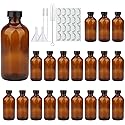 COMUDOT 8oz Durable Glass Bottle, Reusable Glass Bottles with Airtight Lid for Shampoo, Conditioner, Essential Oils, Set of 20 (Brown)