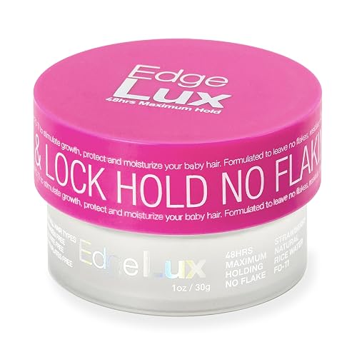 Lux Collection Edge Control Gel for 4C Hair - 48 Hour Maximum Hold Edge Control, Edge Lux with Castor Oil, Keratin & Biotin, Non-Flaking Styling Gel