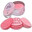 AOA Studio 50-Count Compressed Facial Sponges 100% Natural Cosmetic Spa Sponges for Facial Cleansing, Exfoliating Mask, Remove for Makeup, Dead Skin