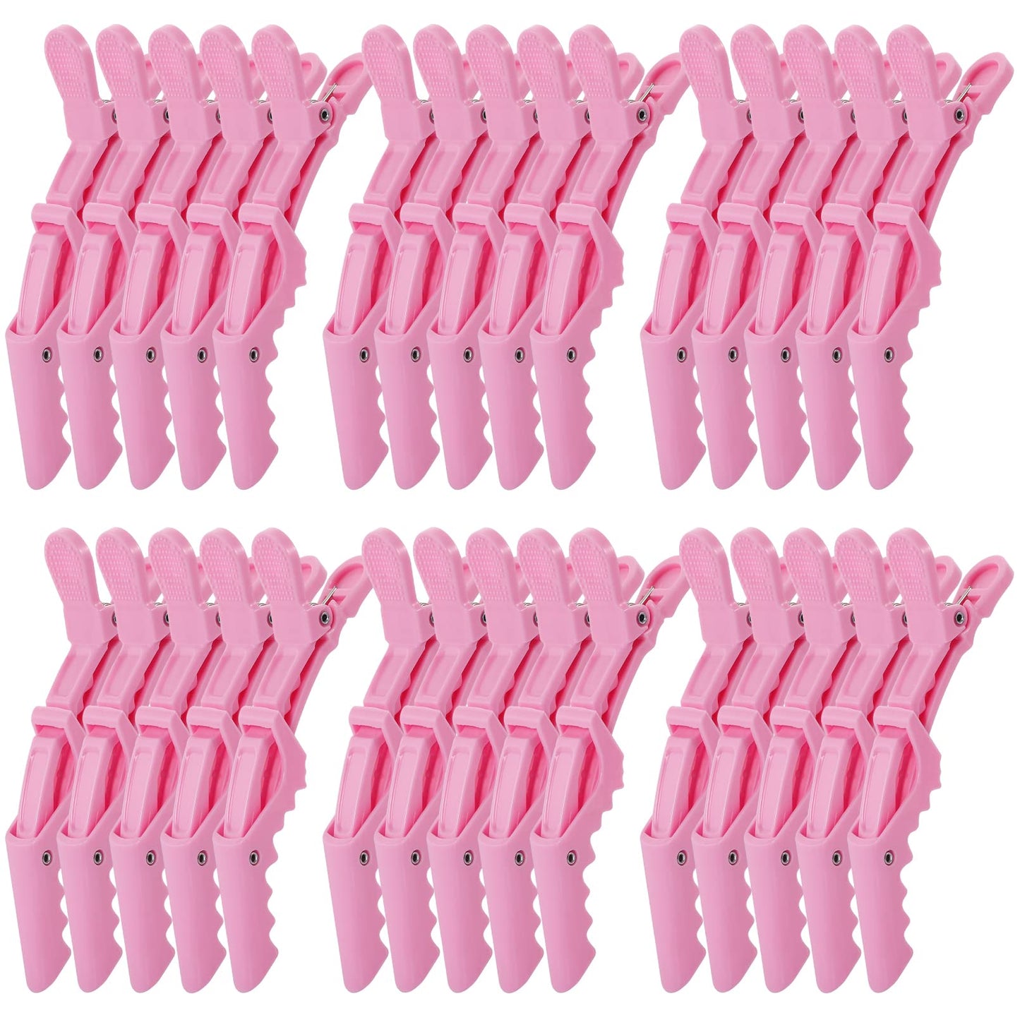 Kipeber 30 Pcs Plastic Alligator Hair Clips, Pink Hair Clips for Styling Sectioning, Professional Hair Styling Clips for Women with Wide Teeth
