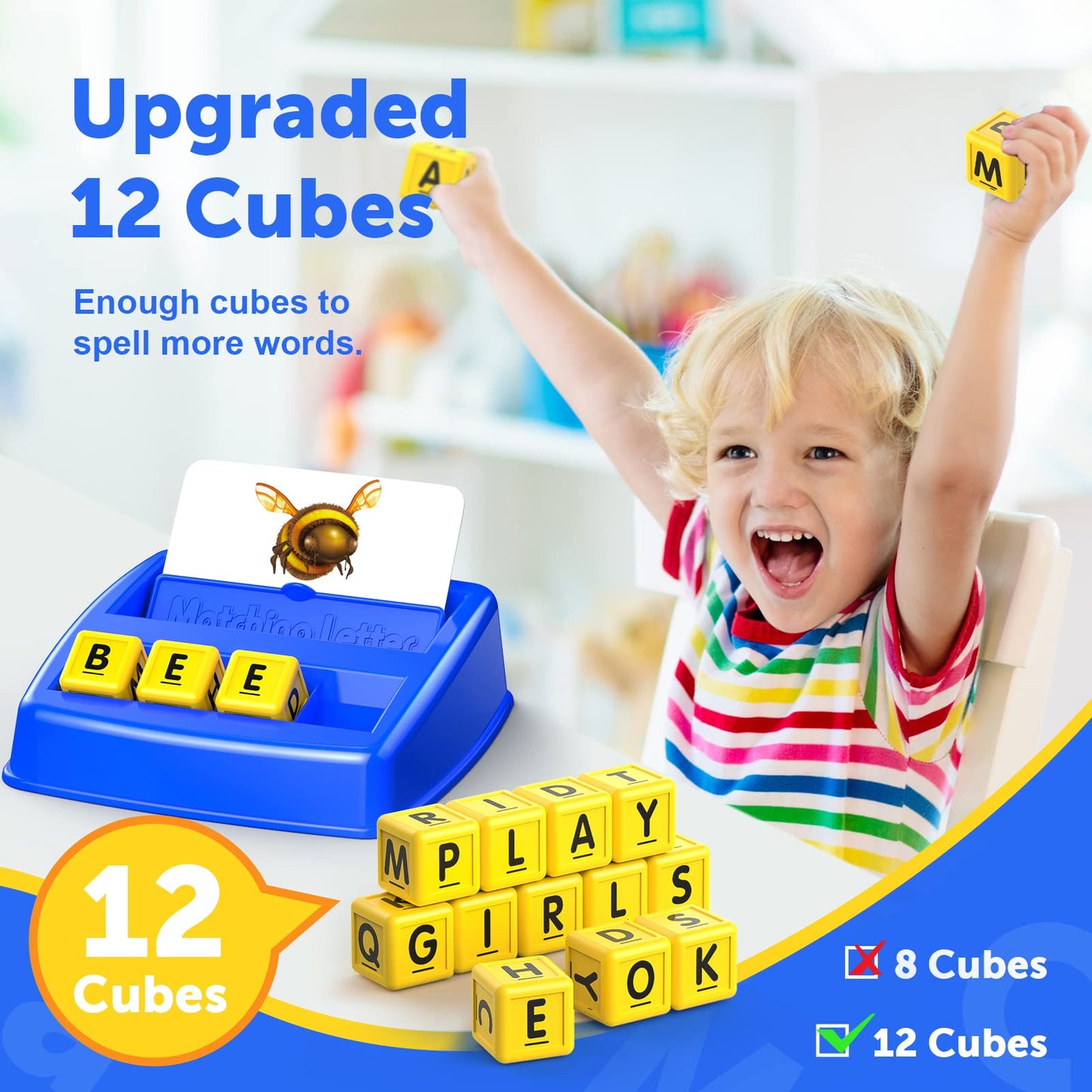 LIWIN LET’S GO! Matching Letter Game – Fun Learning Toy for Kids Ages 3–8, Educational Spelling Game & Birthday Gift for Boys & Girls, Blue
