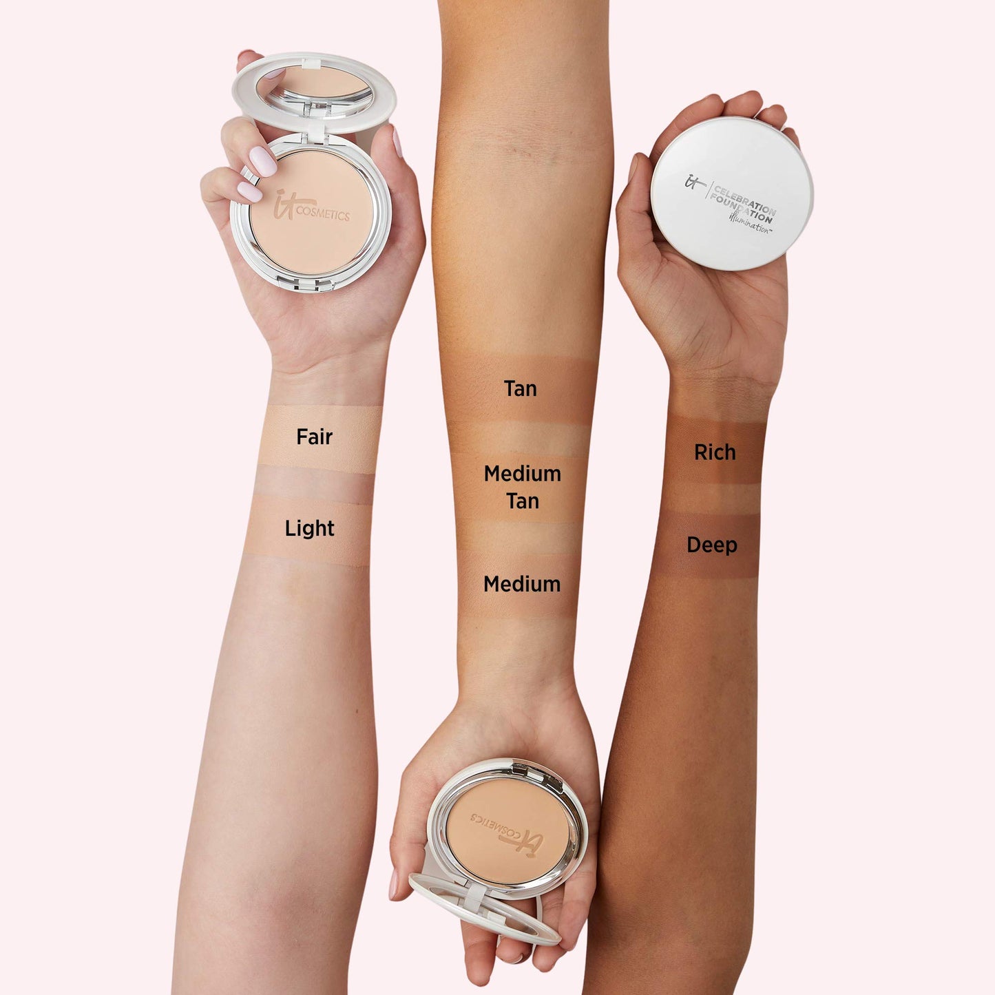 IT Cosmetics Celebration Foundation Illumination, Light (W) - Full-Coverage, Anti-Aging Powder Foundation - Blurs Pores, Wrinkles & Imperfections
