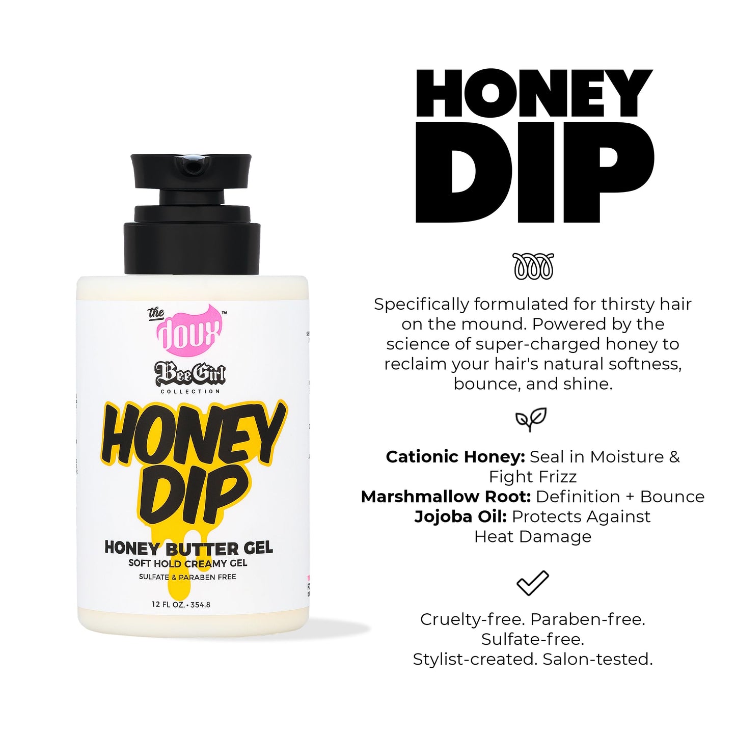 Bee Girls Honey Dip Honey Butter Gel for Curly Hair - Moisturizing Gel with Strong Hold, Shine & Frizz Control For Styling - Curl Product for Women