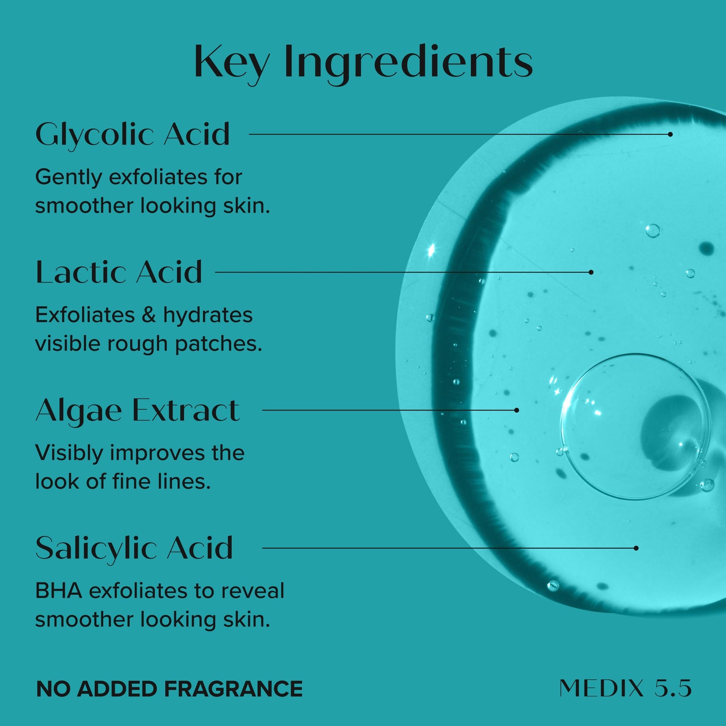 MEDIX 10% Glycolic Acid + Lactic Acid Leave-On Exfoliating Skin Care Body Gel | AHA Exfoliant Body & Face Serum Refines + Softens Dry Dead Skin