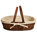 wald imports 17" Stained Woodchip w/Cloth Liner Basket, Brown