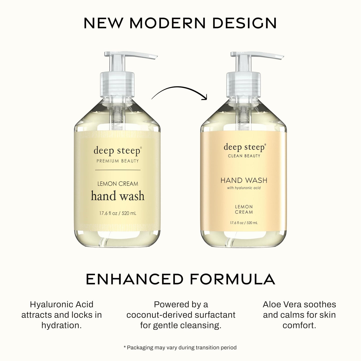 Deep Steep Liquid Hand Wash, Lemon Cream, 17.6 oz - Moisturizing Cleanser with Olive Oil, Aloe Vera, Glycerin & Hyaluronic Acid - Vegan, Clean Beauty Beauty & Personal Care Deep Steep