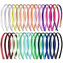 Duufin 30 Pieces Satin Headbands for Girls DIY Craft Headband 1cm Plain Girls Headband Colorful Satin Coverd Headbands, 30 Colors