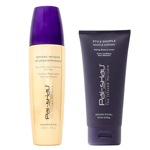 Pai-Shau - Biphasic Infusion & Style Soufflé Set, Oil-Free Hair Serum and Medium Hold Styling Cream, Shine, Heat Protection & Frizz Control for All