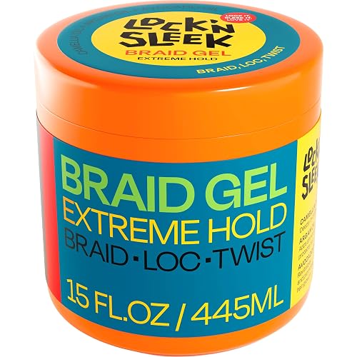 LOCK'N SLEEK Braid Gel (15 oz), Extreme Hold, Flake-Free, High Shine Edge Control - Argan, Camellia, Avocado Oil - For Locks, Braids, Twists, Cornrows