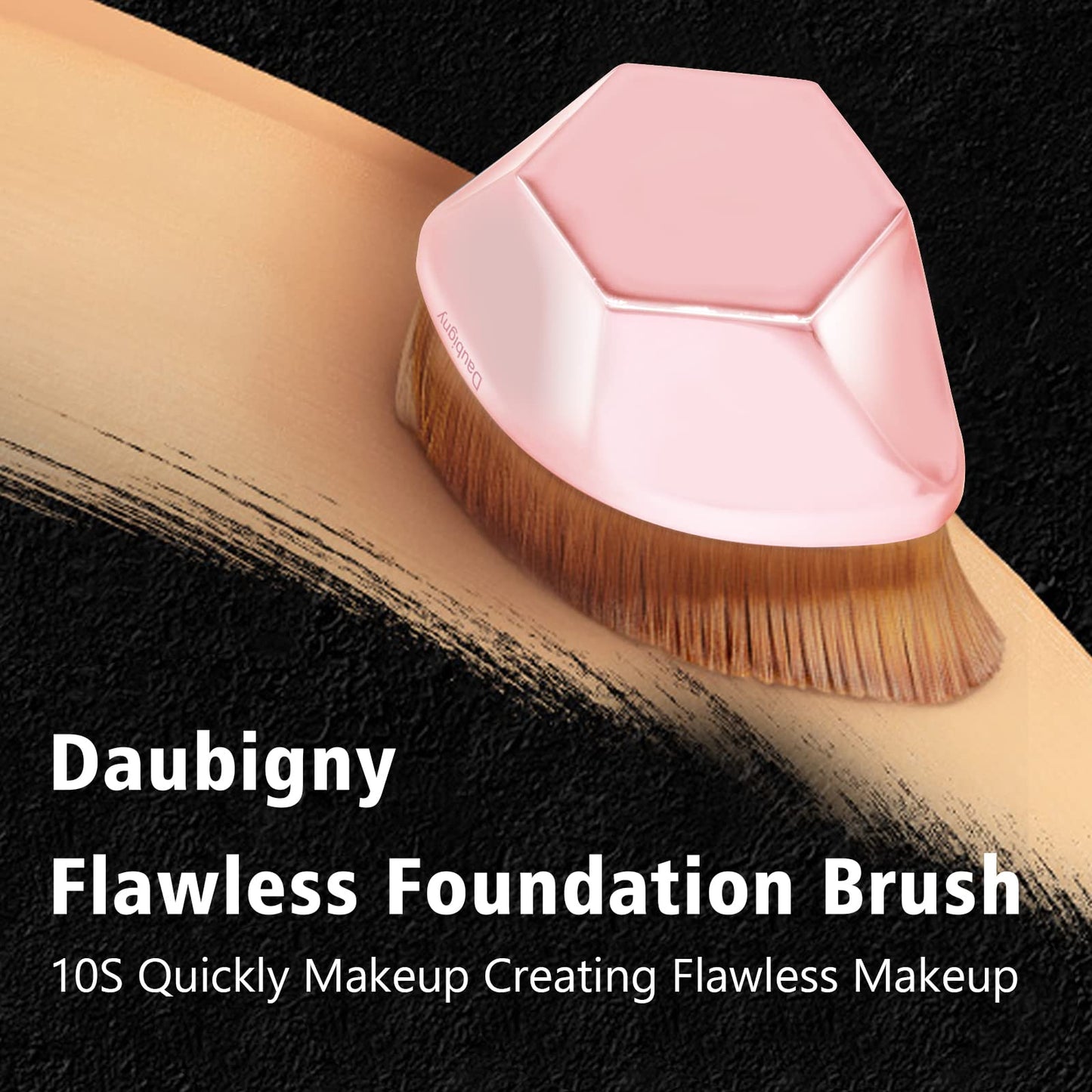 Daubigny Foundation Makeup Brush Flat Top Kabuki Hexagon Face Blush Liquid Powder Foundation Brush for Blending Liquid, Cream or Flawless Powder