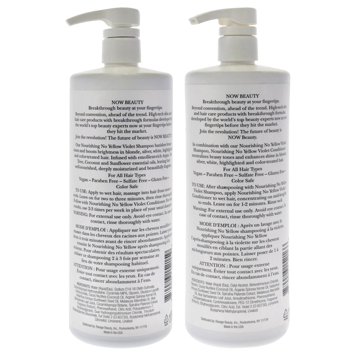 No Yellow Kit by NOW Beauty for Unisex - 2 Pc Kit 32oz Shampoo, 32oz Conditioner