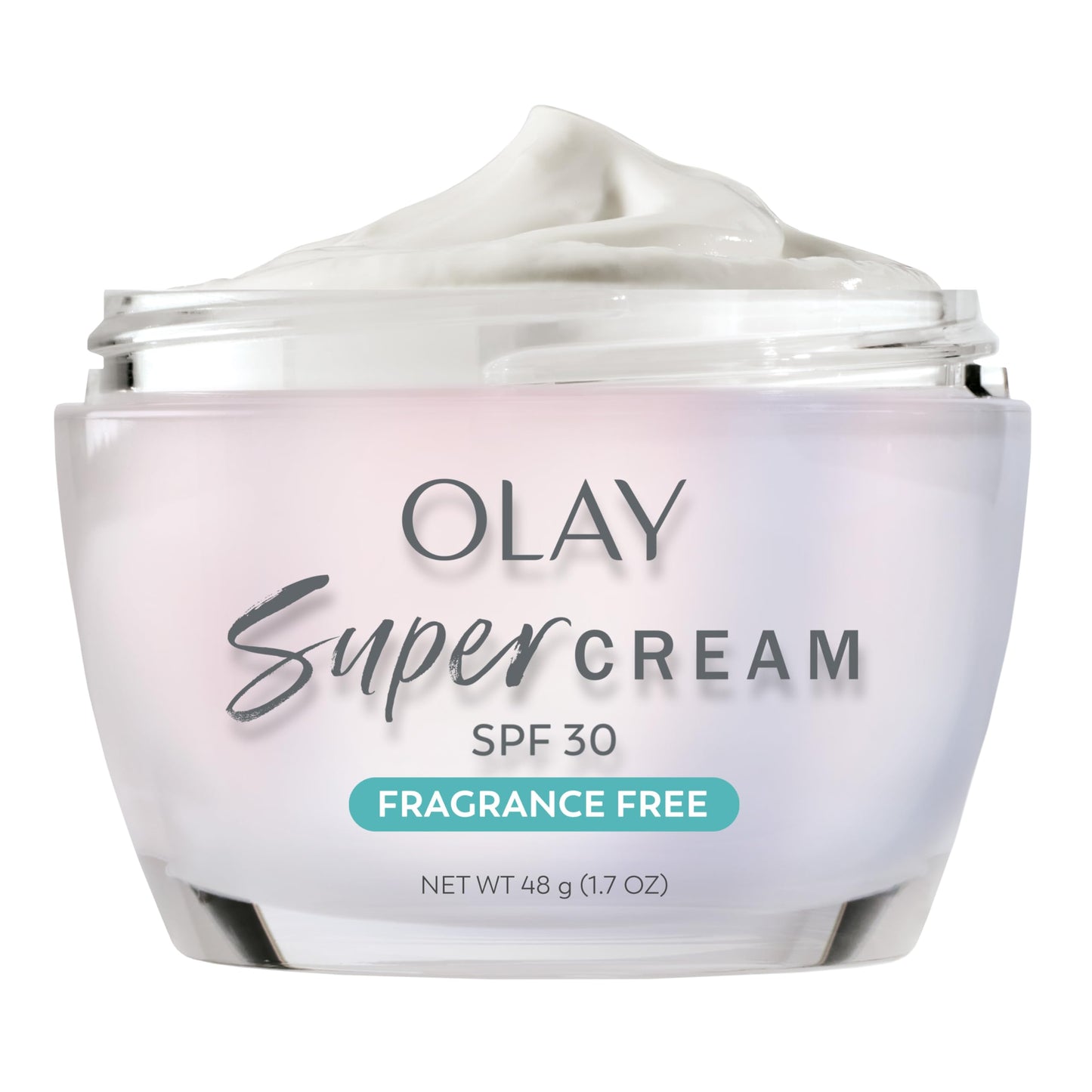 Olay Super Cream with Sunscreen SPF 30, Fragrance Free Lightweight Face Moisturizer with Sun Protection, 5-in-1 Skin Care - Hydrating, Brightening