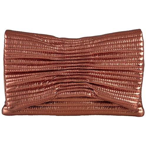 JNB Faux Leather Metallic Quilted Envelope Clutch,Bronze44