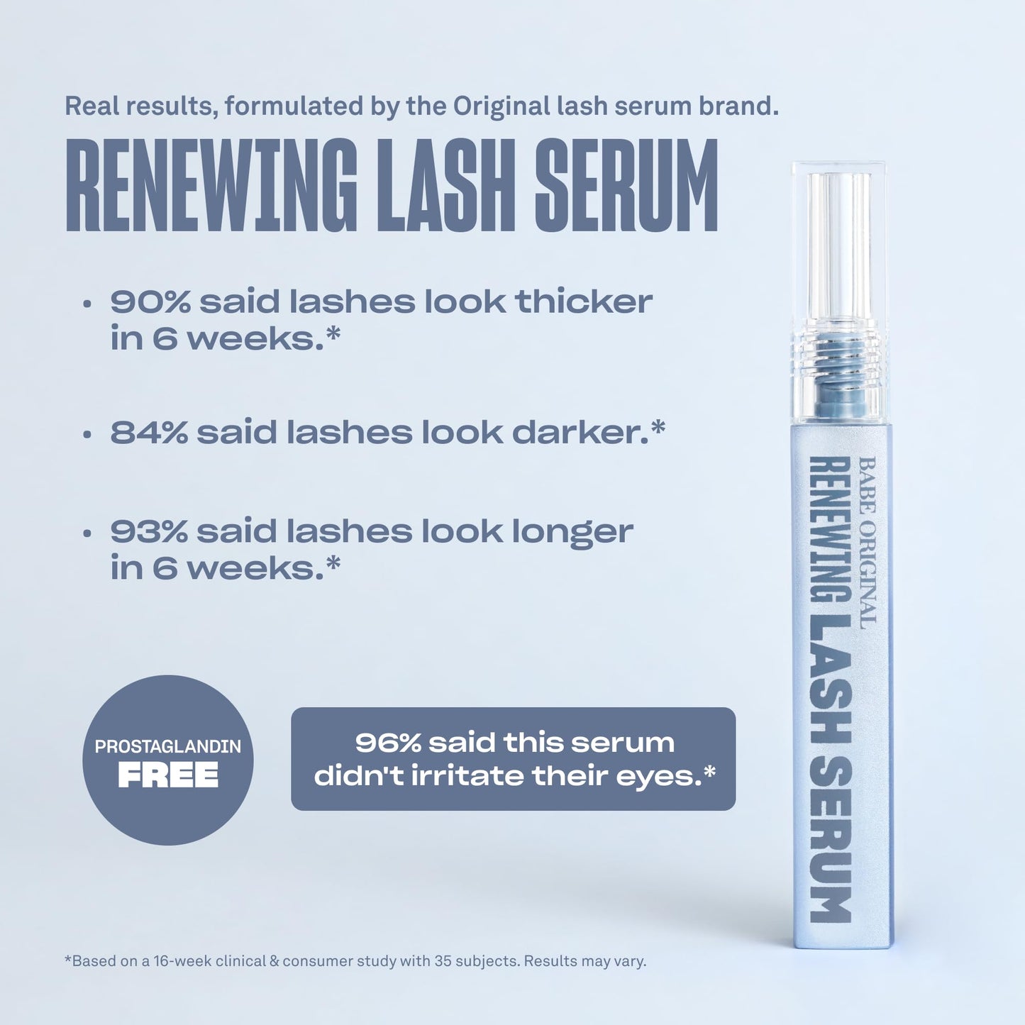 BABE ORIGINAL Renewing Lash Serum - Prostaglandin-Free, Peptide-Infused Gentle Lash Serum for Fuller, Longer-Looking Lashes, Lash Enhancing Treatment