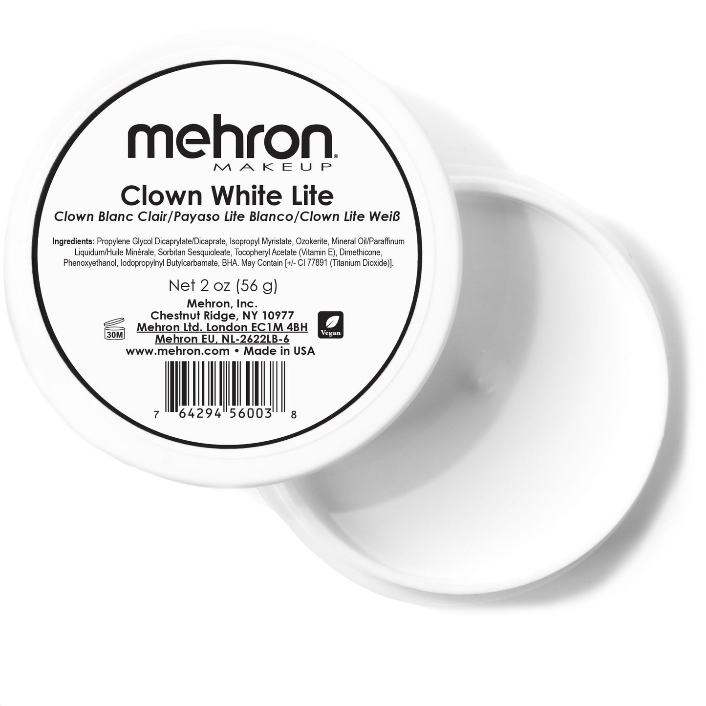 Mehron Makeup Clown White Lite | Professional Face Paint & Body Paint | White Cream Face Paint for Clown Makeup, Stage, Film, Cosplay, Mime