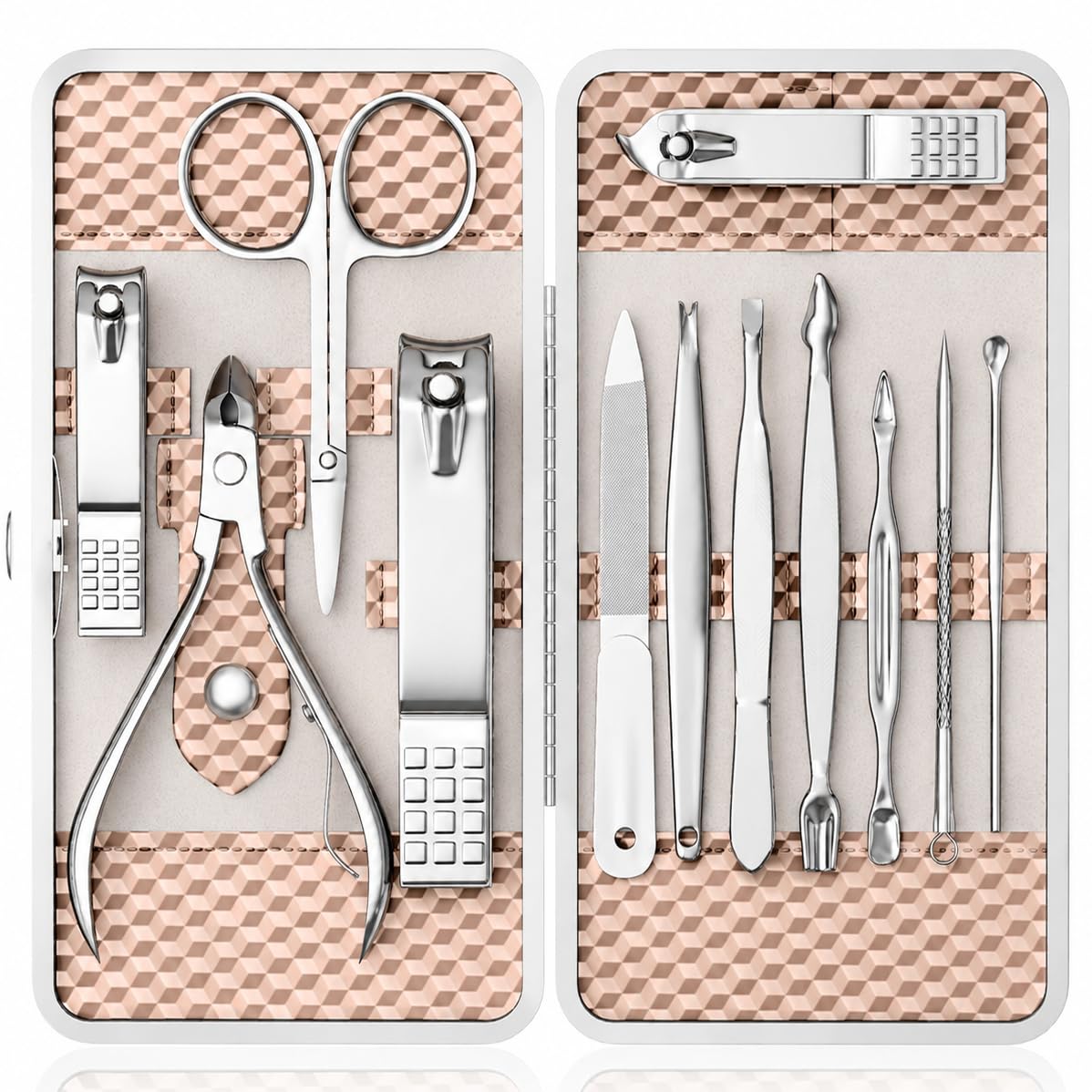 Manicure Set, Stainless Steel Nail Clipper Set with Luxurious Travel Case Beauty and Personal Care ZIZZON Default Title
