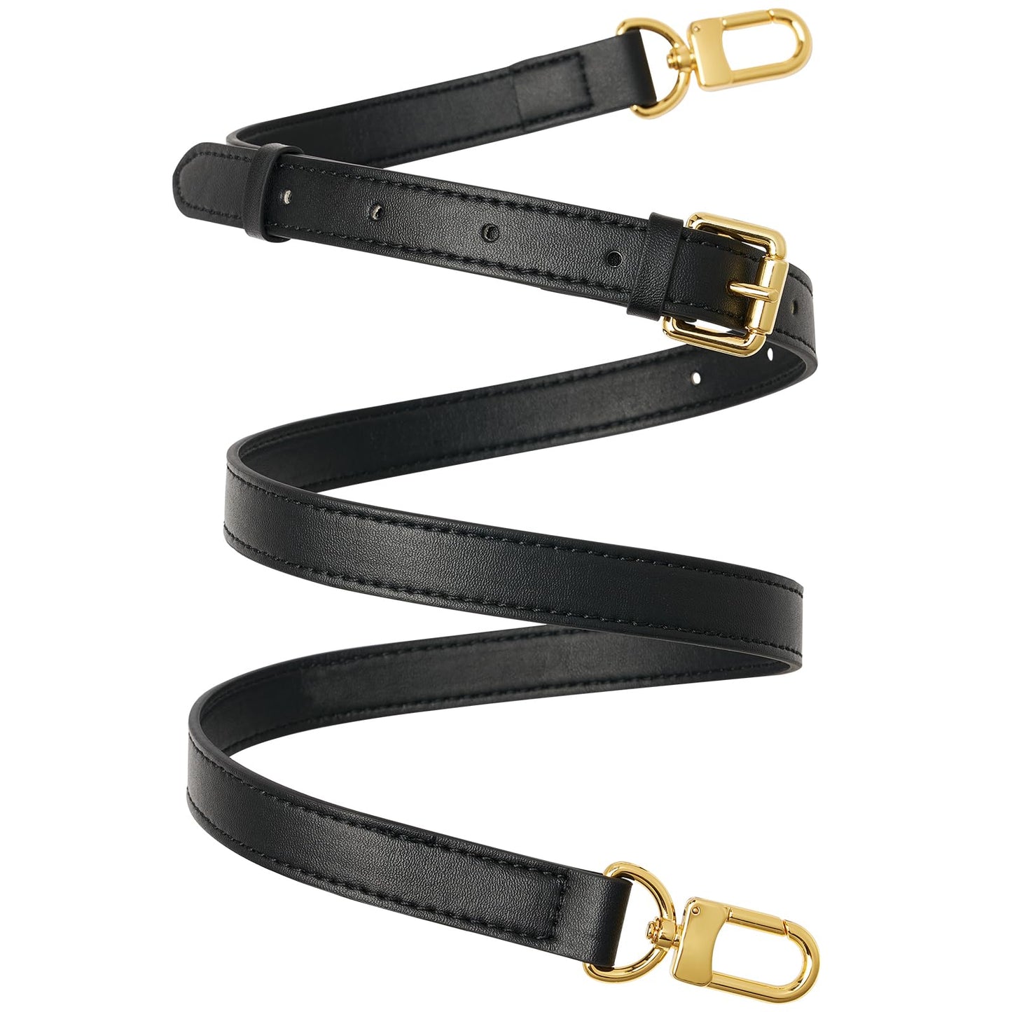 RICLVS Genuine Vachetta Leather Crossbody Strap – Adjustable Replacement Strap for Shoulder Bags, Handbags & Purses (Black)