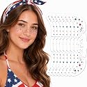 Artlunar 8 Pcs Red White Blue Star Freckle Stickers with Silver Glitter Powder for Face, 4th of July Glitter Face Stickers for Women Kids, Patriotic