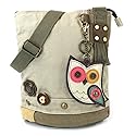 CHALA Patch Cross-Body Women Handbag, Sand Canvas Messenger Bag (Owl)