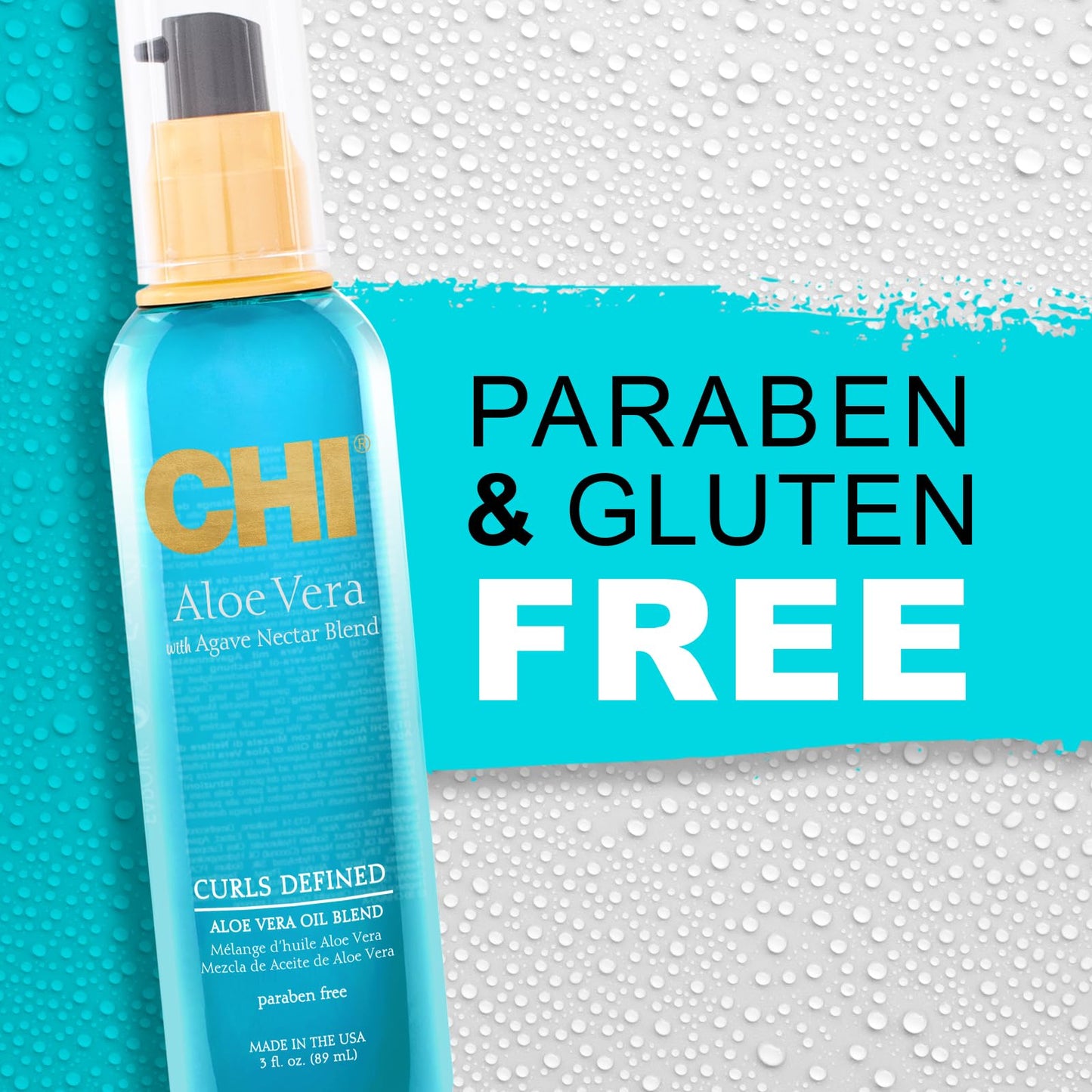 CHI Aloe Vera Oil, Add Strength, Shine & Moisture To Weak Hair, For Curly Hair Types, Sulfate, Paraben, & Cruelty-Free, 3 Oz.