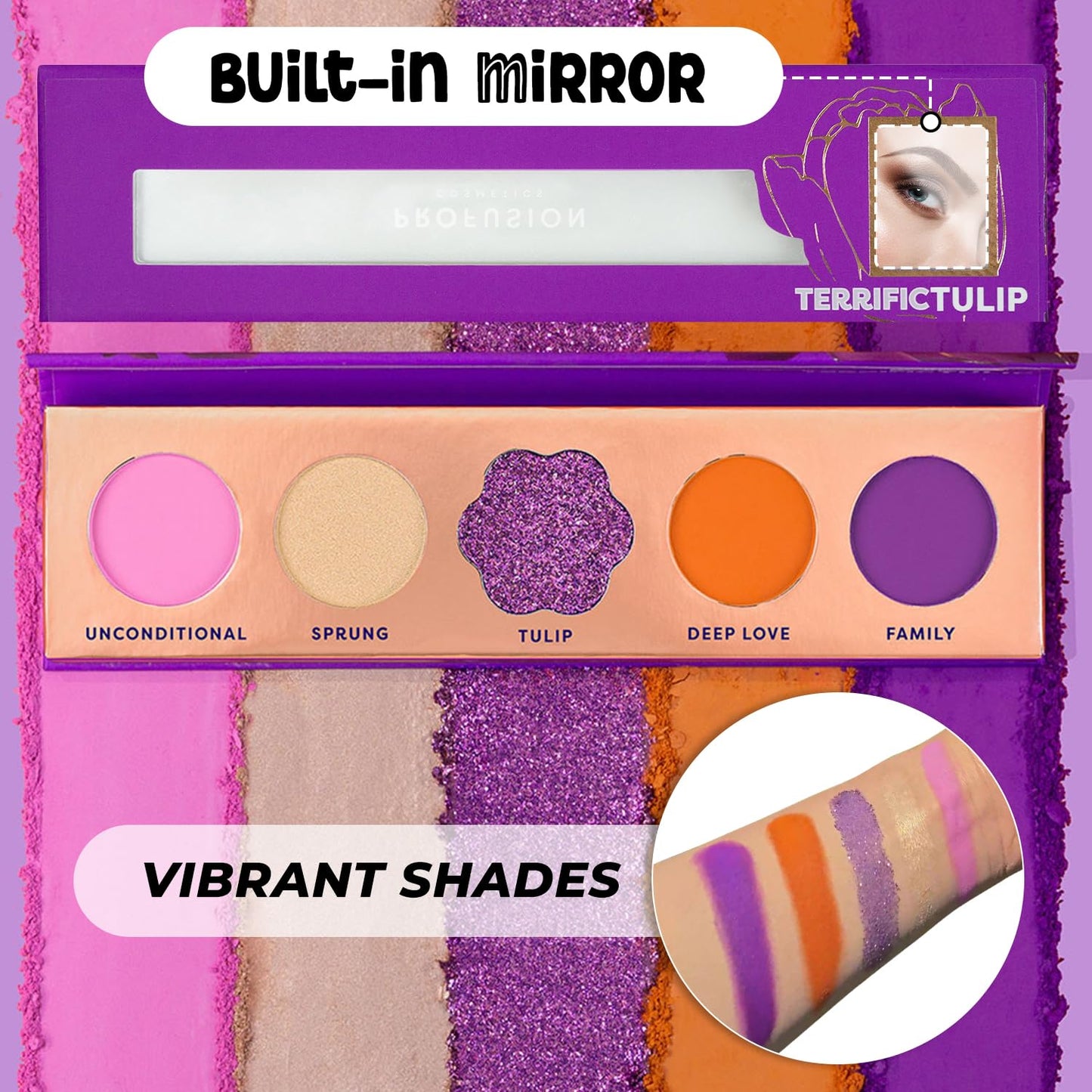 Profusion Cosmetics 5-Shade Mini Eyeshadow Palette - Highly Pigmented with Matte & Shimmer Finishes, Blendable Travel-Friendly Kit, Vegan