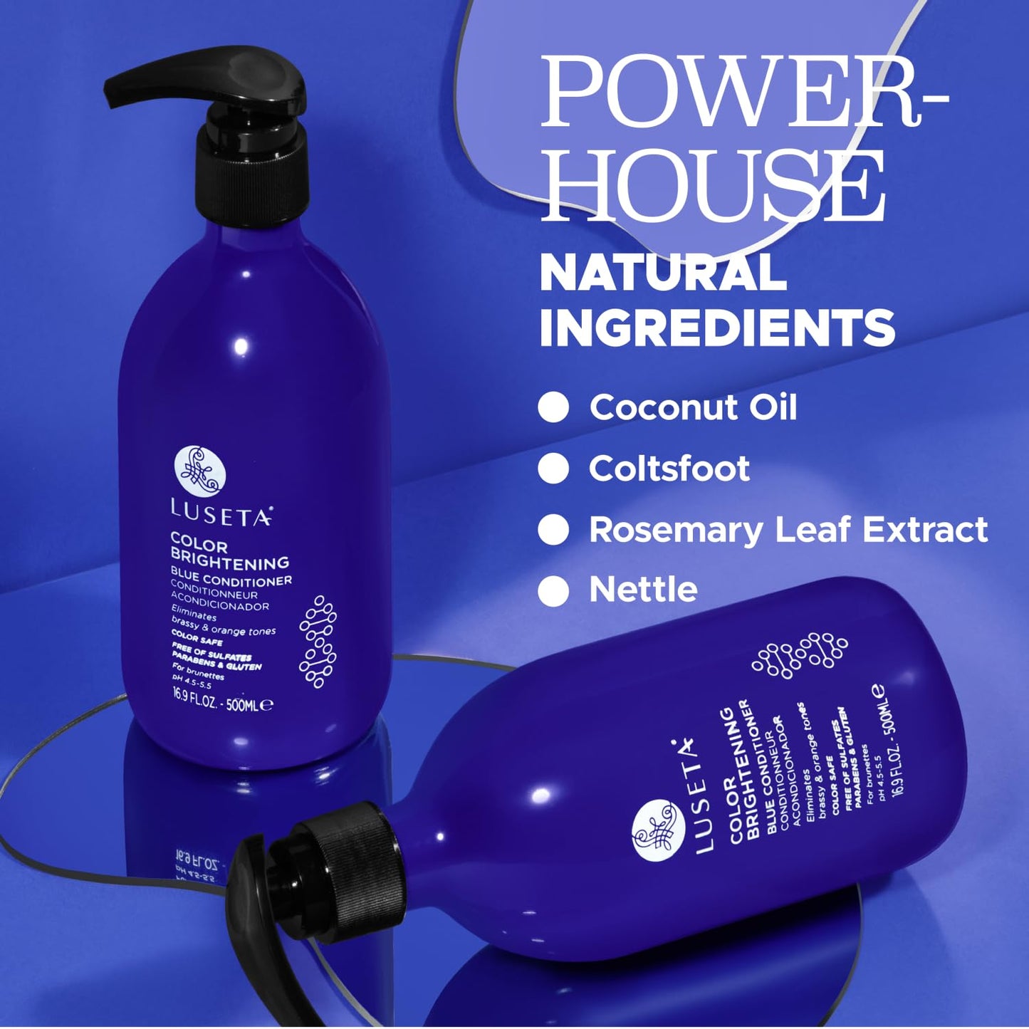Luseta Color Brightening Blue Shampoo and Conditioner Set Orange & Copper Neutralizing for Brunettes & Dark Blondes, Brassiness Control Tone