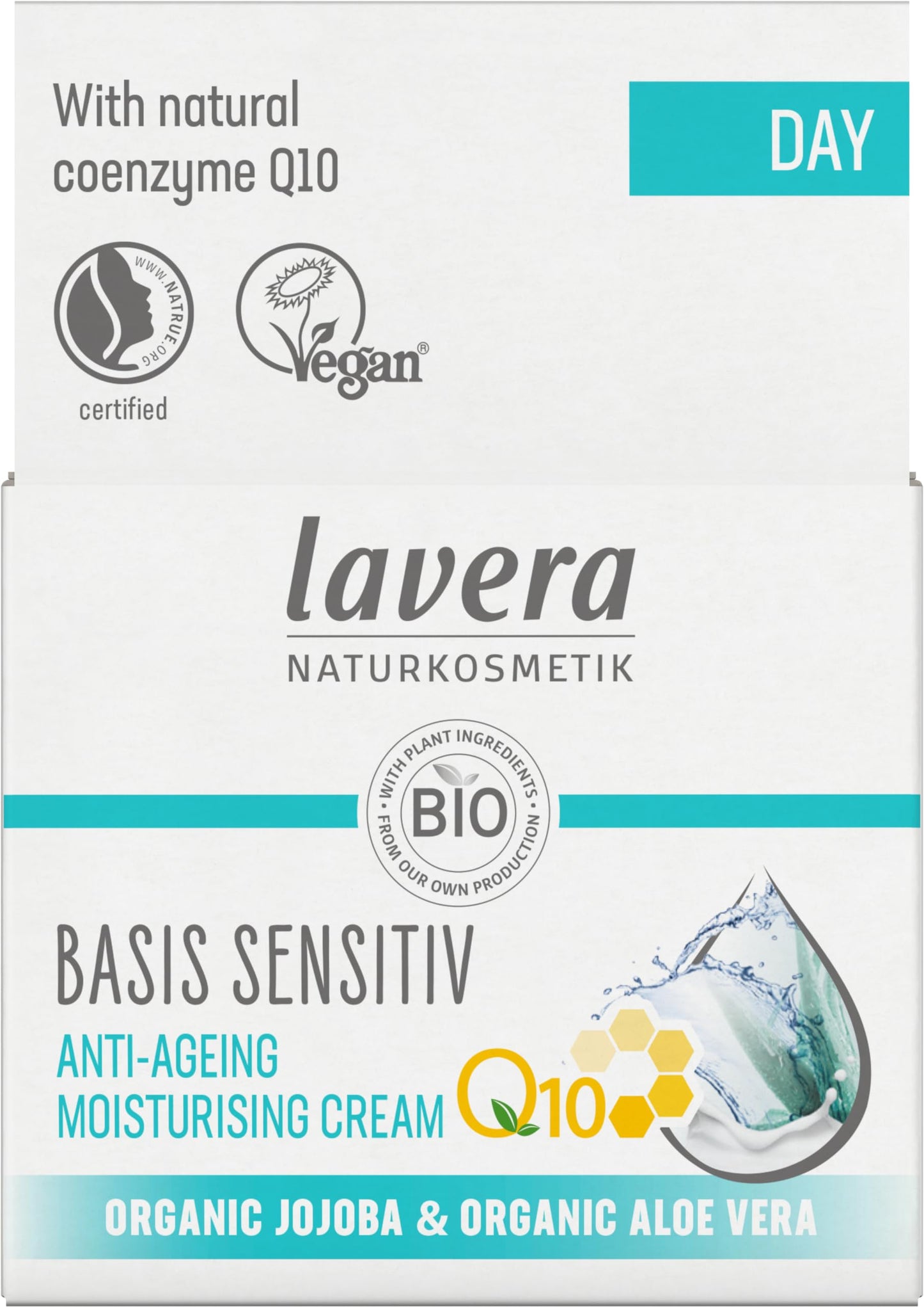 lavera Basis Sensitive Anti Wrinkle Moisturizing Cream - Face Cream with Q10 & Aloe Vera - Moisturizing Facial Cream - Anti Aging Cream - PETA