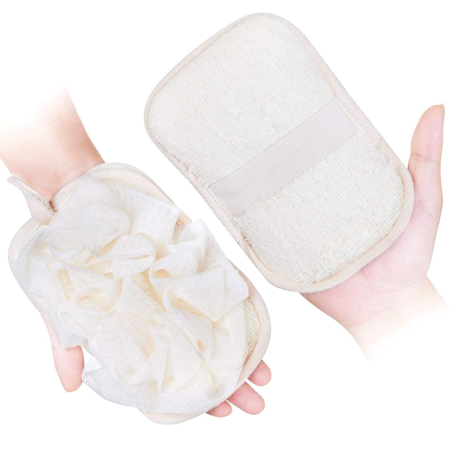 mikimini Bath Mitt for Women, Bath Pouf Mesh Brushes 1 PC Upgraded Version | Loofah Sponge & Exfoliating Pad 2 in 1 Professional Design | Exfoliating