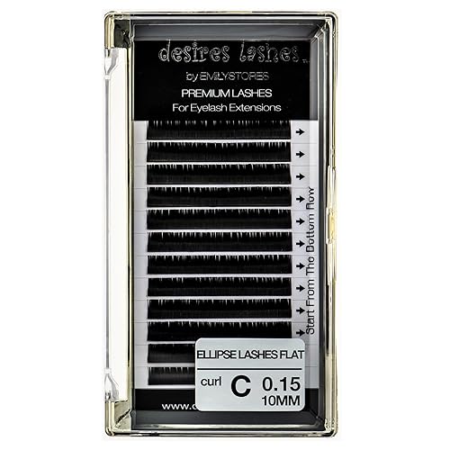 DESIRES LASHES By EMILYSTORES Ellipse Eyelashes 0.15mm Thickness C Curl Length 10mm Flat Lashes Extensions Volume Soft For Lash