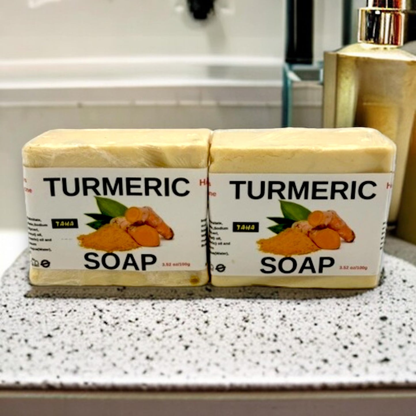 Taha Turmeric Soap Bar Hand made & Moisturizing, Cleansing - Great for Dry skin, and More, Natural Scent, 3.52 Oz (Pack of 2)