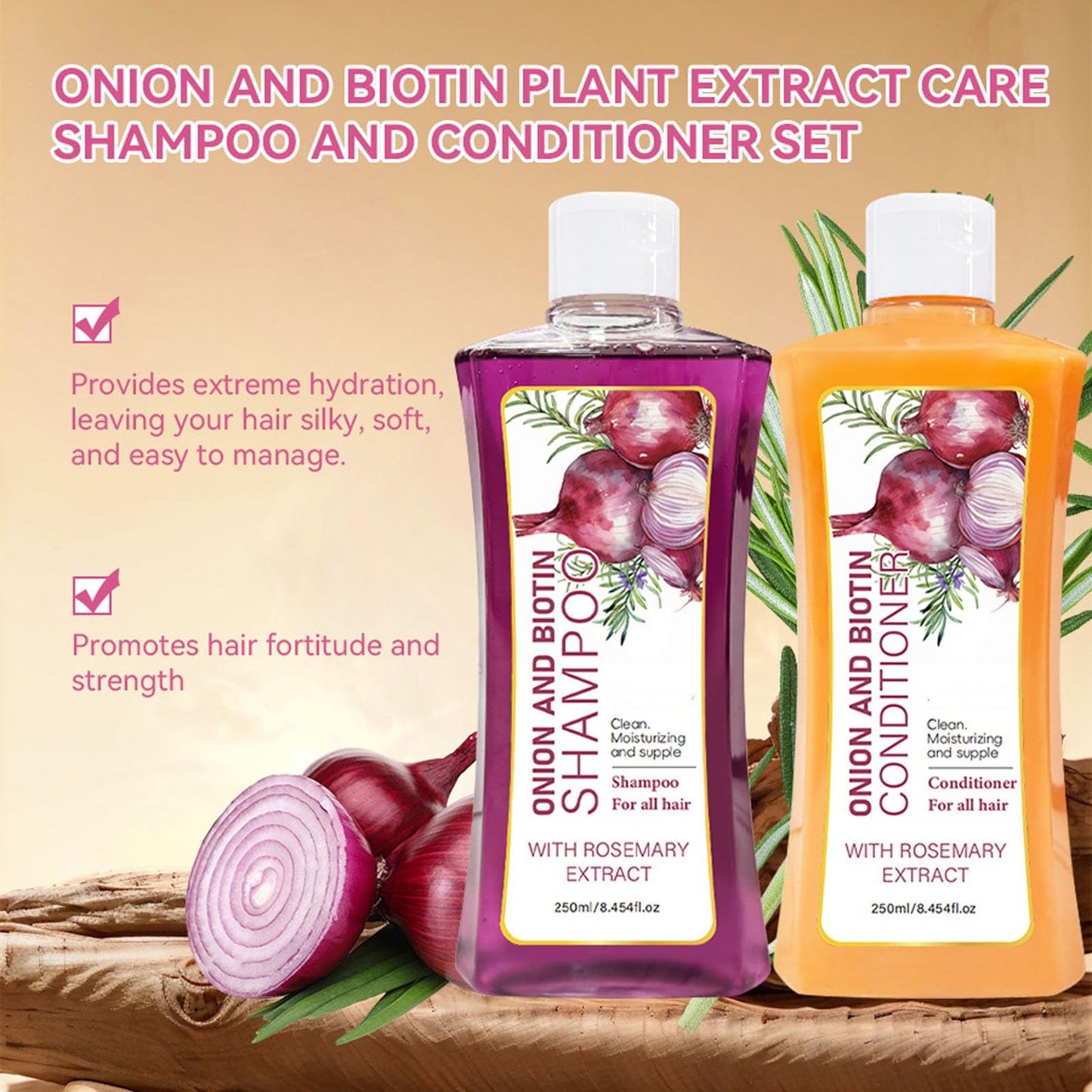Onion Rosemary Shampoo & Conditioner Set, Shampoo and Treatment for Hair Loss and Thinning Hair, Strengthens Thickens & Reduces Hair Loss Scalp