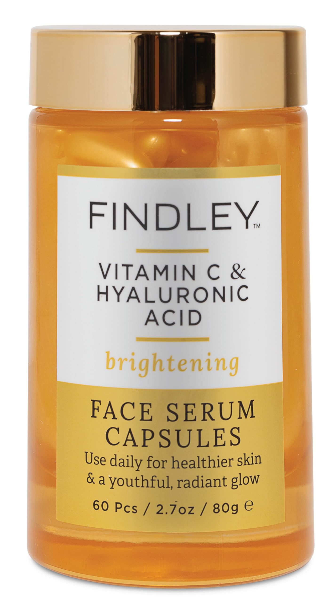 Findley Brightening Face Serum with Vitamin C & Hyaluronic Acid | Hydrating & Radiance Boosting | Improves Skin’s Appearance (60 pcs, 2.7oz)