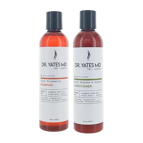 Dr. Yates MD - Daily Thickening Shampoo Bundle with Hydrate and Protect Conditioner with Pumpkin Seed Oil, Yucca Root, and Biotin