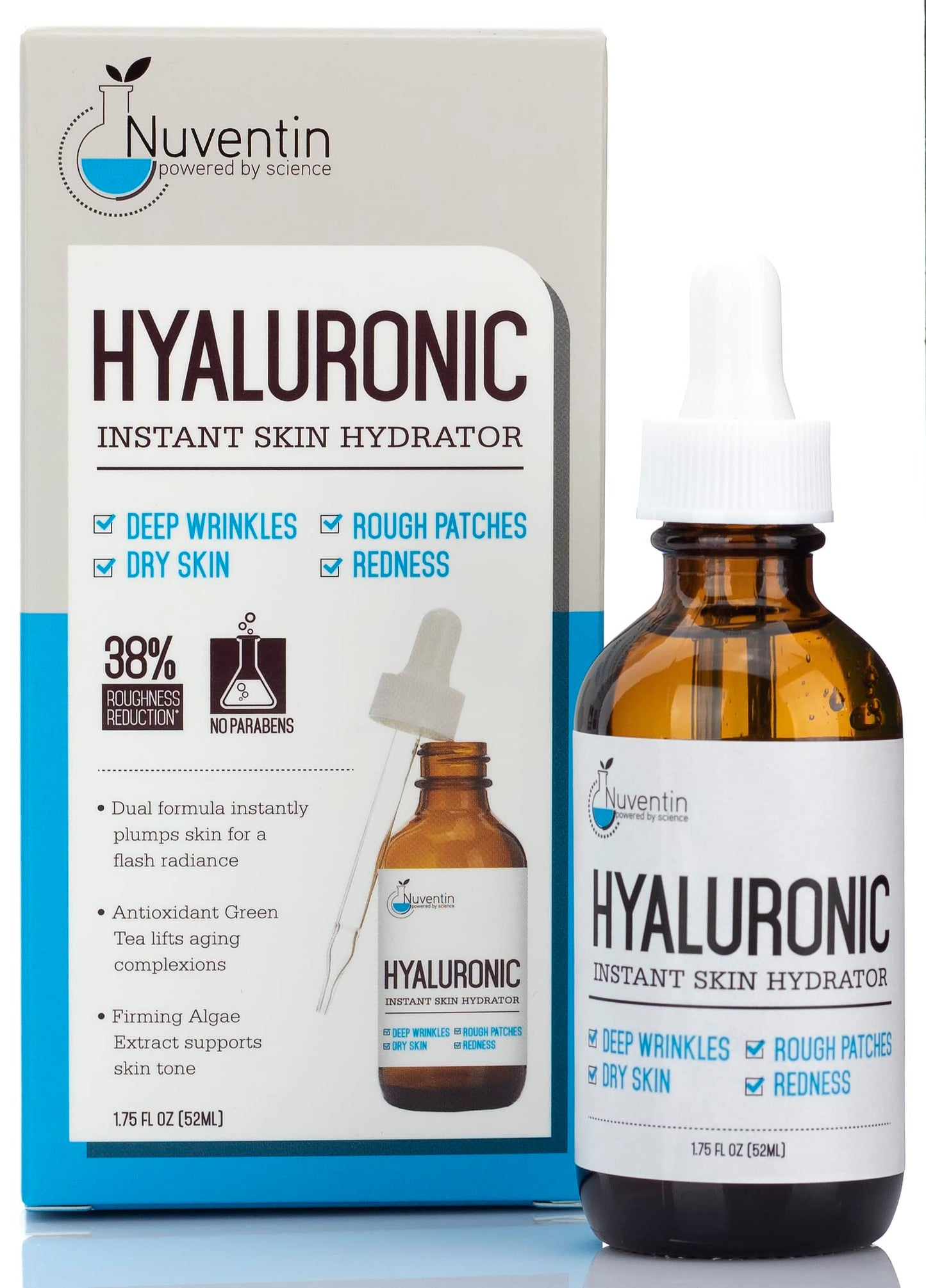 Nuventin Hyaluronic Acid Serum Anti Aging Skin Care Facial Booster For Face - Hydro-Boost Moisturizer Booster W/Vitamin C & Vitamin E For Wrinkles