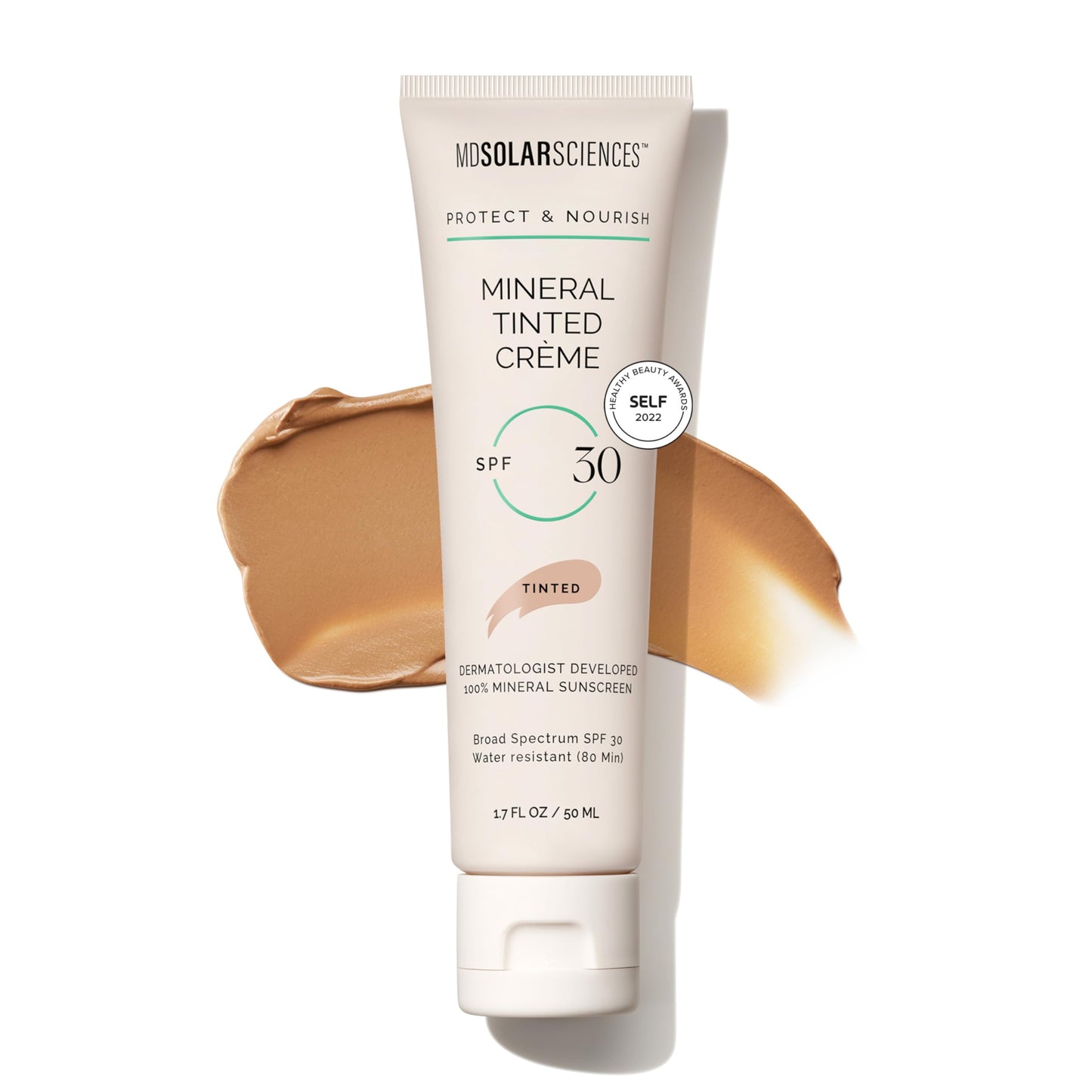 MDSolarSciences Mineral Tinted Crème Sunscreen SPF 30 | Water-Resistant Broad Spectrum UV Protection | Blendable Zinc Oxide Formula | Natural Matte