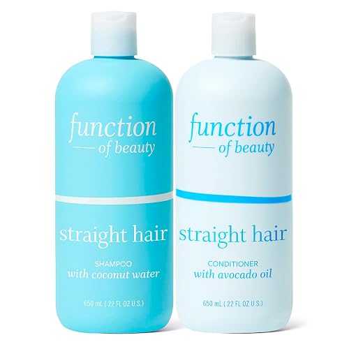 Function of Beauty Straight Hair Shampoo & Conditioner XL Set - Sulfate-Free Shampoo & Conditioner Duo for Natural Volume & Shine - Anti-Frizz