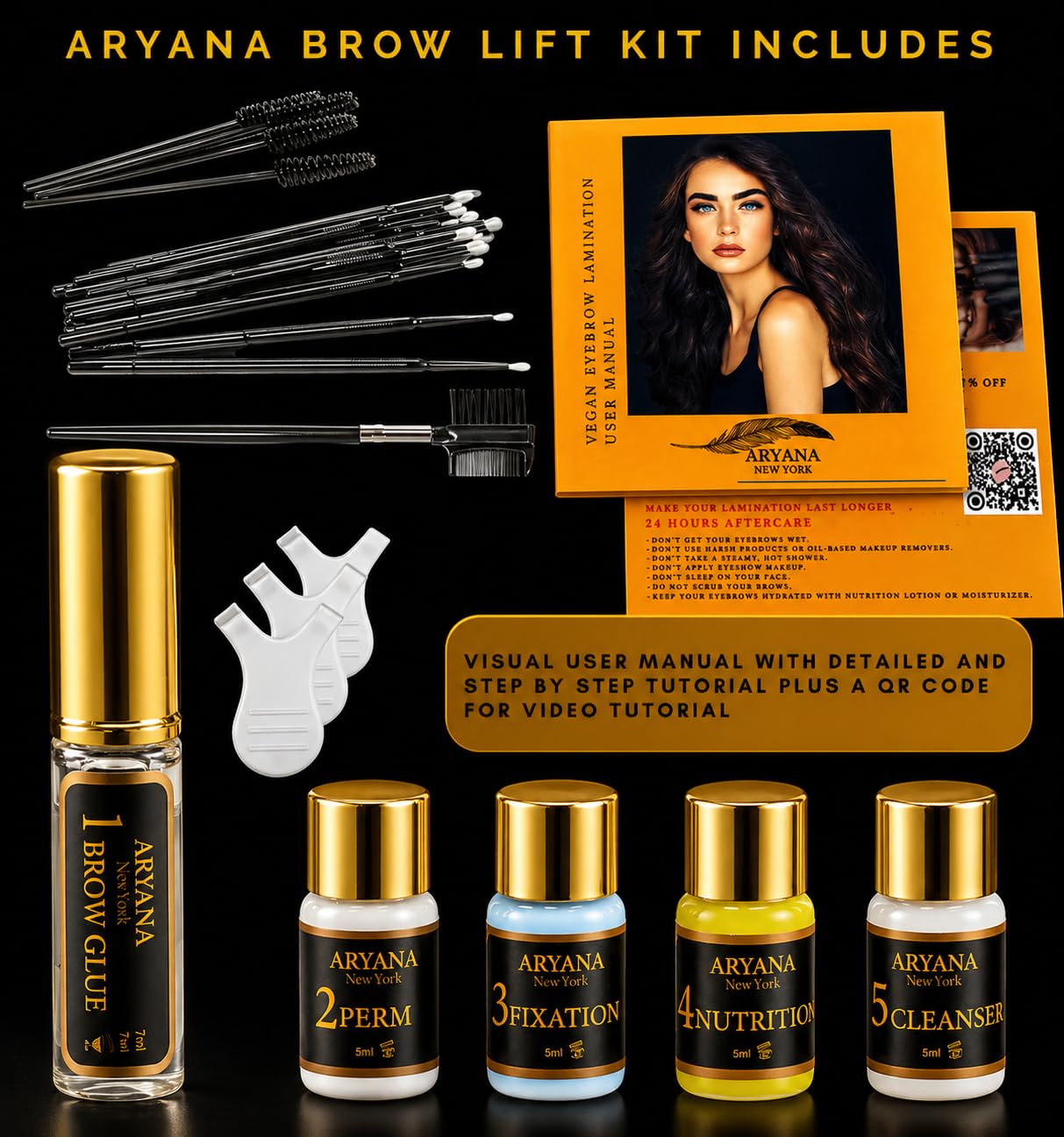 ARYANA NEW YORK Eyebrow Lamination Kit | Brow Lift Kit | At Home DIY Brow lamination | Instant Professional Lift For Fuller Eyebrows | Brow Brush Beauty and Personal Care ARYANA NEW YORK