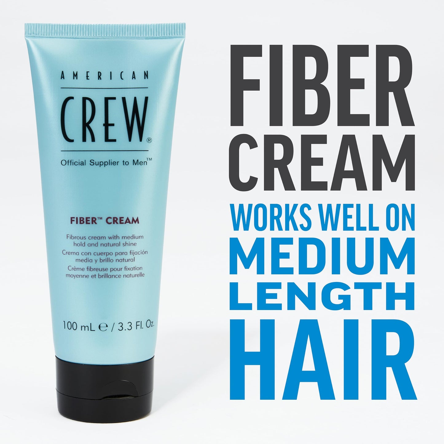 American Crew Men's Fiber Cream, Like Hair Gel with Medium Hold & Natural Shine, Stocking Stuffer for Him, 3.3 Fl Oz