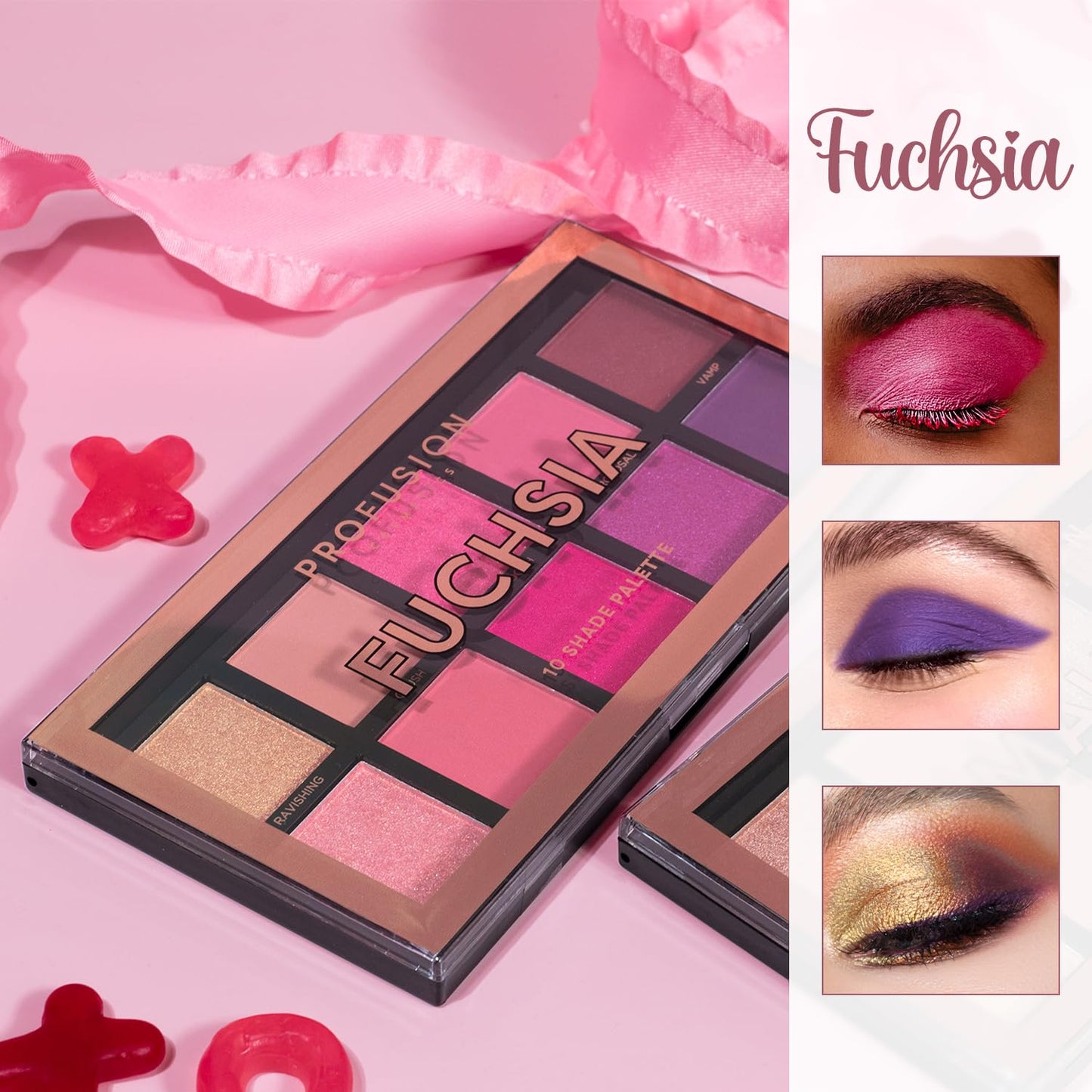 Profusion Cosmetics Fuchsia 10 Shades Eyeshadow Palette - Highly Pigmented, Long-Wearing, Intense Colour Payoff, Easy to Blend, Vegan & Cruelty-Free…