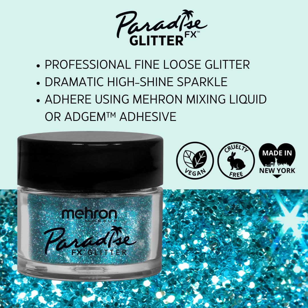 Mehron Makeup Paradise Glitter FX | Professional Cosmetic for Makeup & Art | Vibrant & Shimmering Loose Glitter .25 oz (7 g) (Pastel Sky Blue)