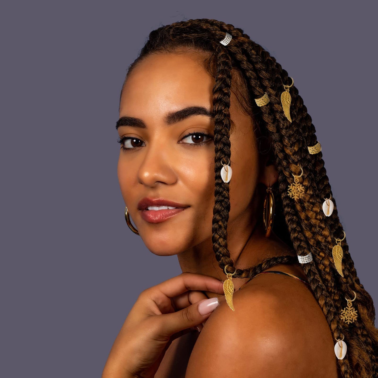 Vaikby 201PCS Hair Jewelry Beads for Braids, Gold and Silver Hair Dreadlock Accessories, Metal Hair Rings, Hair Charms Pendants, Braid Cuffs Clips