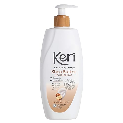 Keri Whole Body Therapy Original Shea Butter Lotion, Continuous Moisturization, 3 Essential Moisturizers (Vitamin E, Aloe and Sunflower Seed Oil) 15